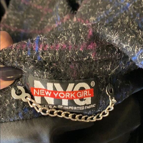 Vintage New York Girl boxy 80s jacket windowpane marled long line wool blend - Picture 7 of 7